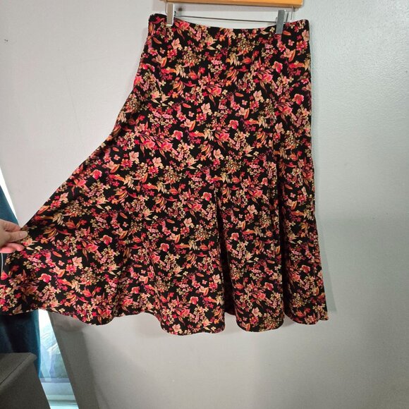 Vintage Womens 12 Floral A-Line Ruffle Midi Skirt Cottagecore 90's - Picture 4 of 8